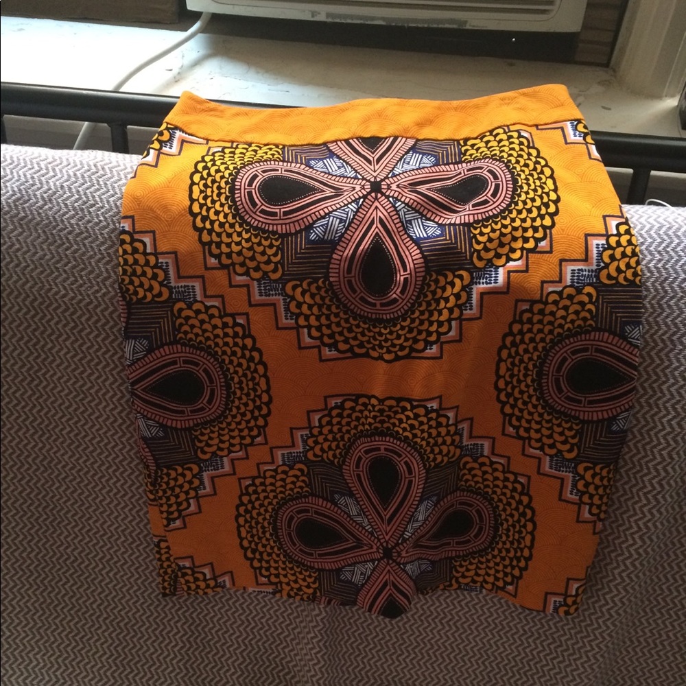 Maeve Anthropologie Yellow Patterned Skirt